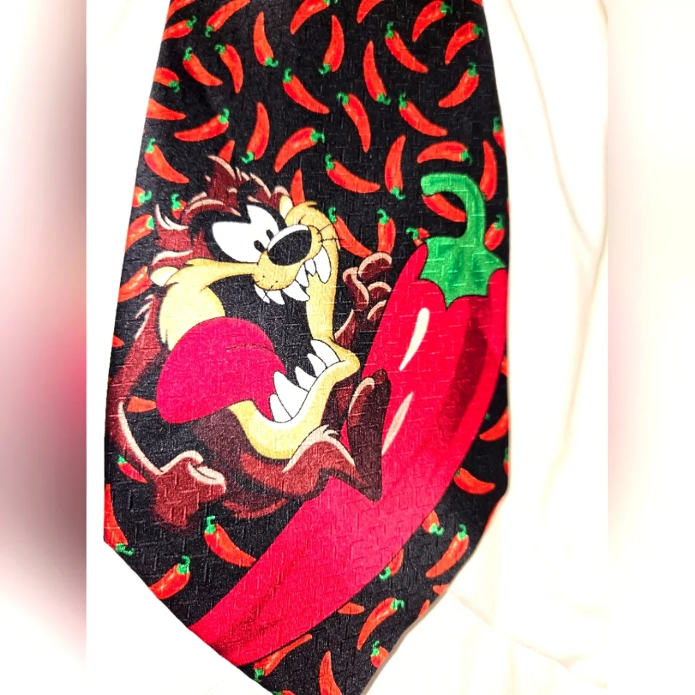 Looney Tunes Men's Taz Hot Pepper Silk Necktie